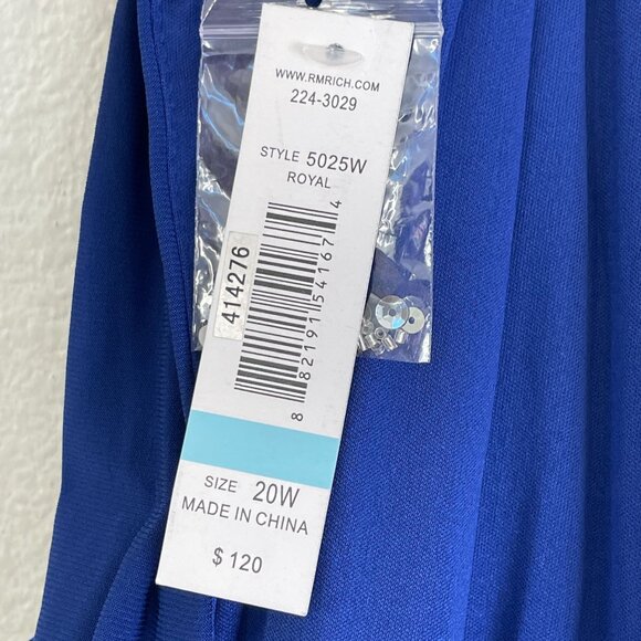 NEW R & M Collection Womens Plus 20W Blue Beaded Waist Sleeveless Halter Dress - Picture 4 of 8